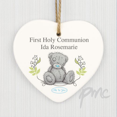 Personalised Me To You Religious Cross Ceramic Heart Decoration