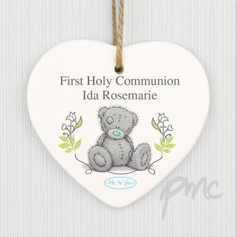 Personalised Me To You Religious Cross Ceramic Heart Decoration