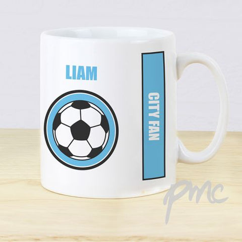 Personalised Sky Blue Football Fan Mug