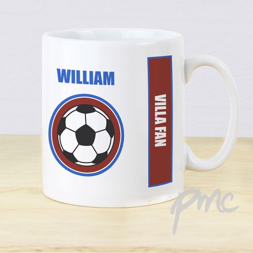 Personalised Claret and Blue Football Fan Mug
