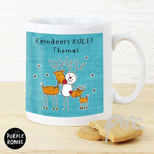 Personalised Purple Ronnie Reindeers Mug
