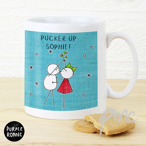 Personalised Purple Ronnie Christmas Couple Blue Mug