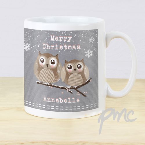 Personalised Woodland Owl Christmas Mug
