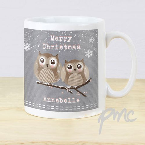 Personalised Woodland Owl Christmas Mug