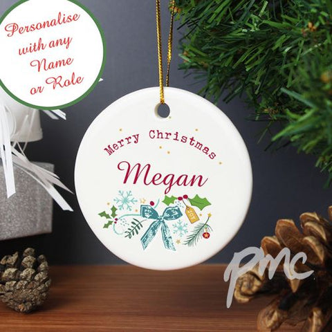 Personalised Classic Christmas Round Decoration