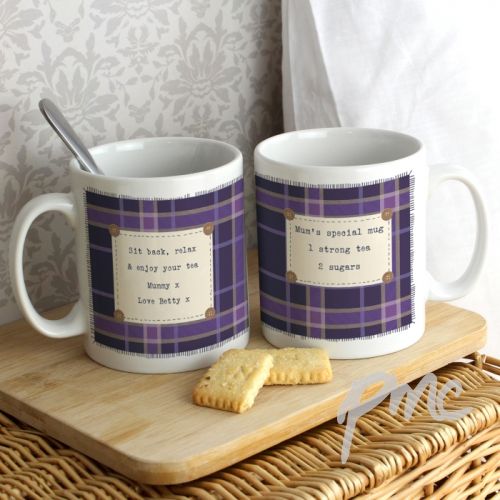 Personalised Purple Tartan Mug