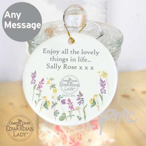 Personalised Country Diary Wild Flowers Round Ceramic Decoration