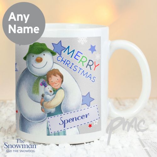 Personalised The Snowman and the Snowdog Blue Mug