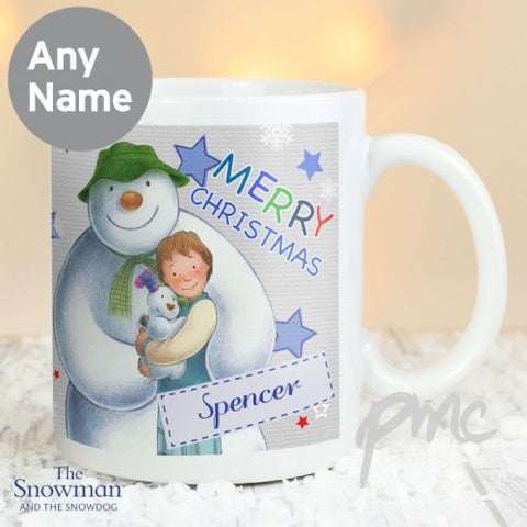 Personalised The Snowman and the Snowdog Blue Mug