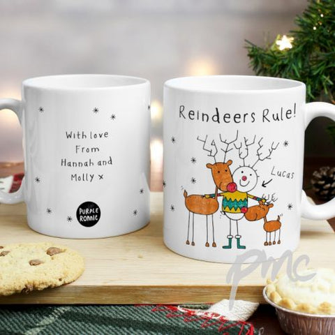 Personalised Purple Ronnie Reindeers Male Mug