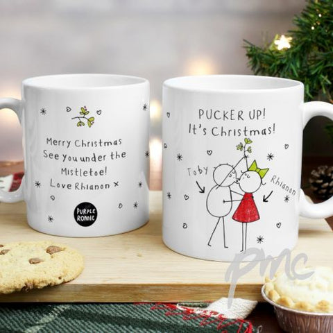 Personalised Purple Ronnie Christmas Couple Mug