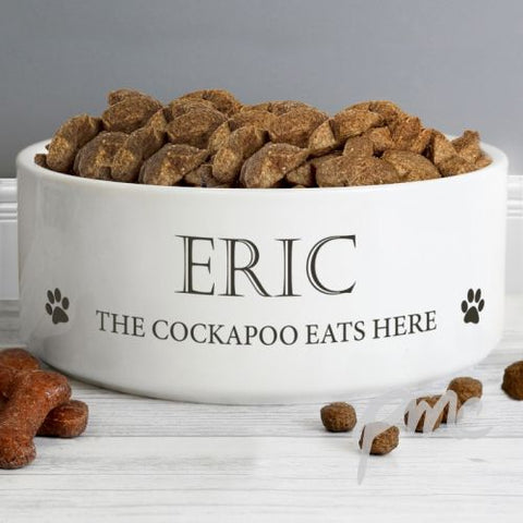 Personalised Paws 16cm Large White Pet Bowl
