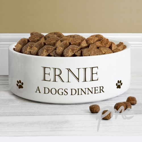 Personalised Paws 14cm Medium White Pet Bowl