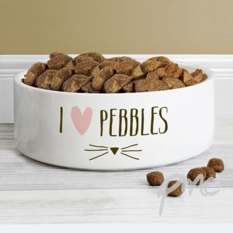 Personalised Cat Features 14cm Medium White Pet Bowl
