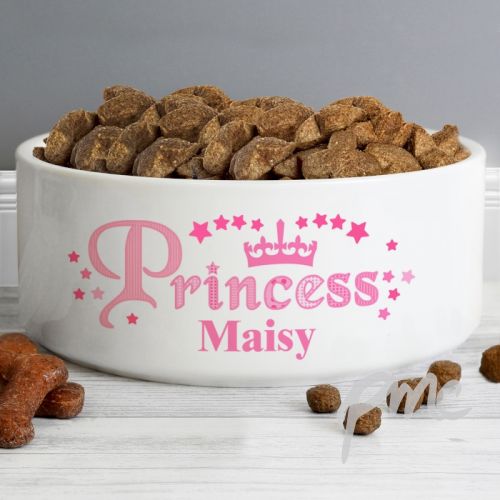 Personalised Princess 16cm Large White Pet Bowl