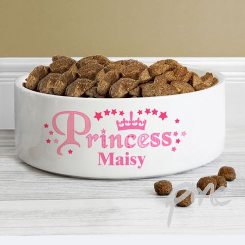 Personalised Princess 14cm Medium White Pet Bowl
