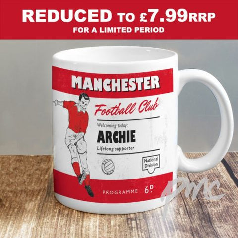 Personalised Vintage Football Red and White Supporter's Mug