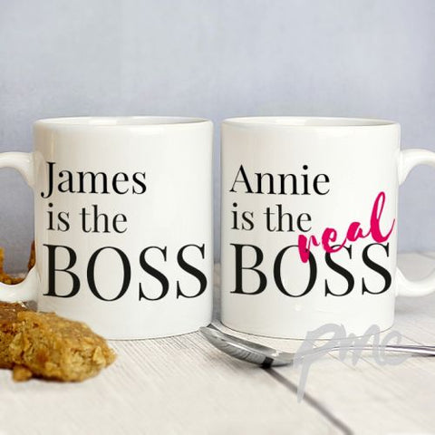 Personalised The Real Boss Mug Set