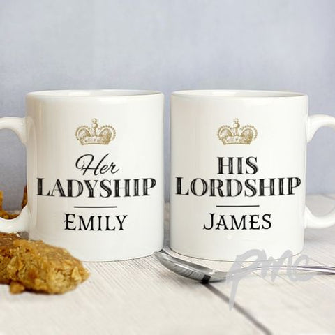 Personalised Ladyship and Lordship Mug Set