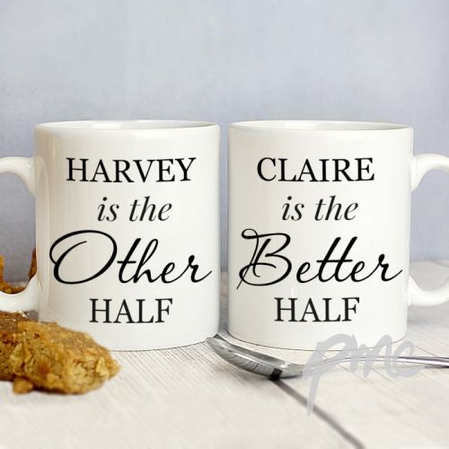 Personalised Other Half and Better Half Mug Set
