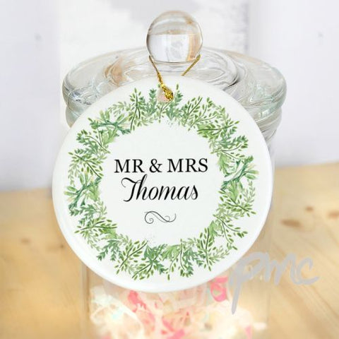 Personalised Fresh Botanical Round Ceramic Decoration