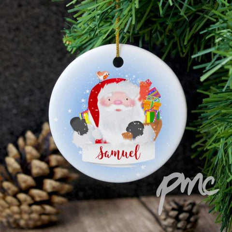 Personalised Santa Claus Round Ceramic Decoration