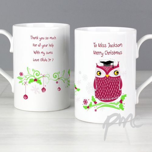 Personalised Christmas Owl Slim Mug