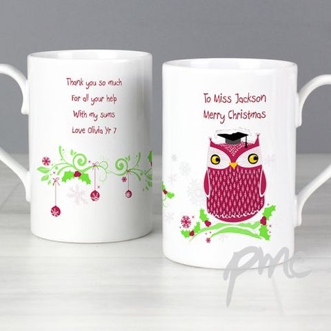 Personalised Christmas Owl Slim Mug
