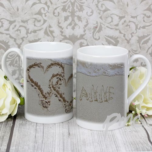 Personalised Sand Heart Slim Mug