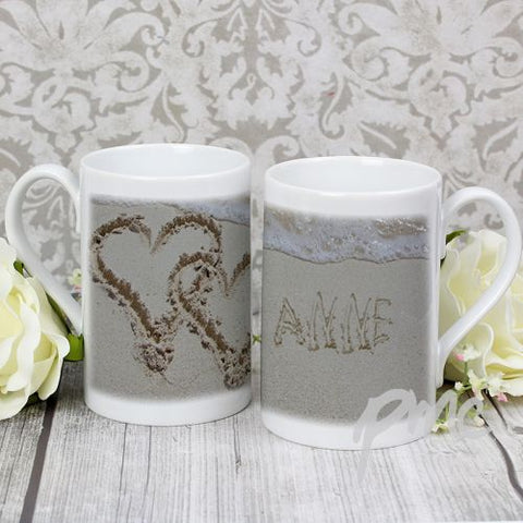 Personalised Sand Heart Slim Mug