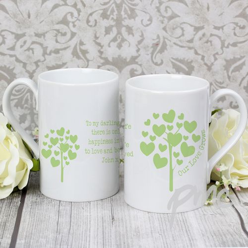 Personalised Love Grows green Slim Mug