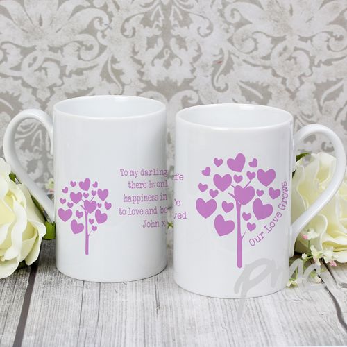 Personalised Love Grows Pink Slim Mug