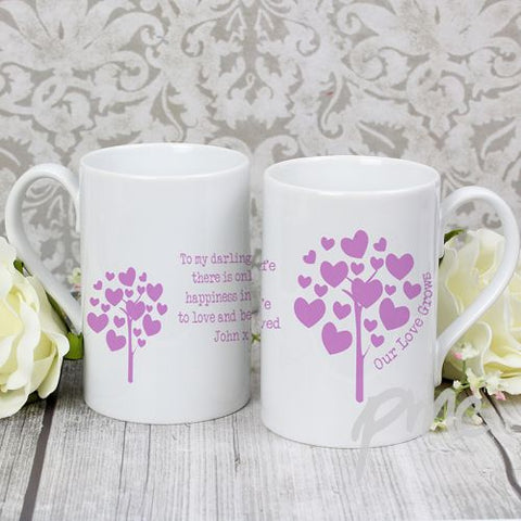 Personalised Love Grows Pink Slim Mug