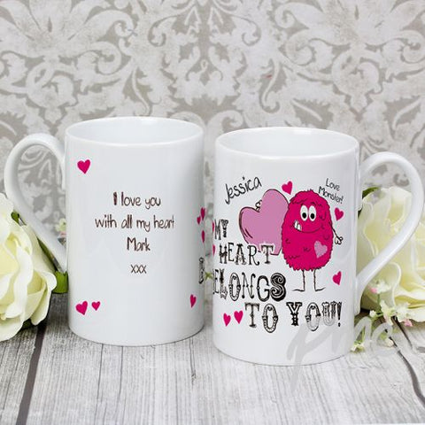 Personalised Monster Heart Slim Mug