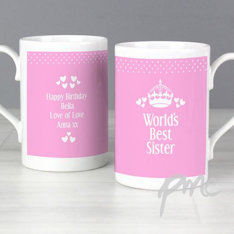Personalised Pink Worlds Best Slim Mug