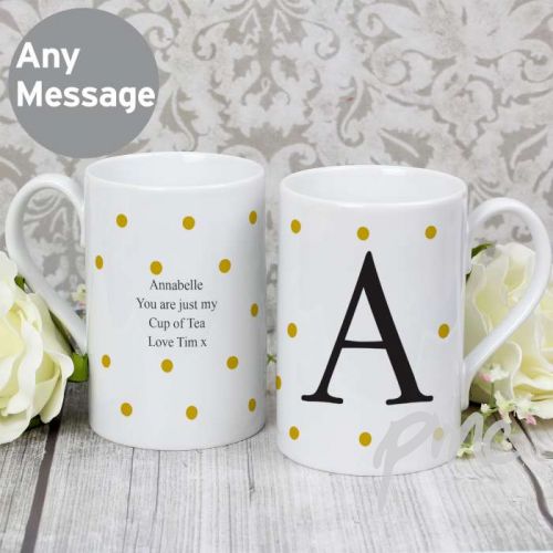 Personalised Monogram Gold Spot Slim Mug