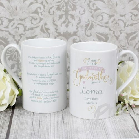 Personalised I Am Glad... Godmother Slim Mug