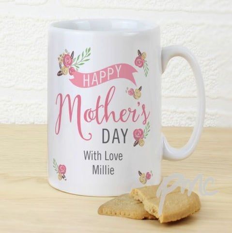 Personalised Floral Bouquet Mother's Day Slim Mug