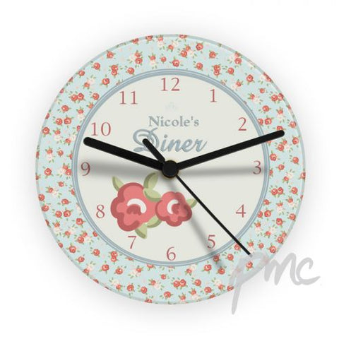 Personalised Vintage Floral Glass Clock