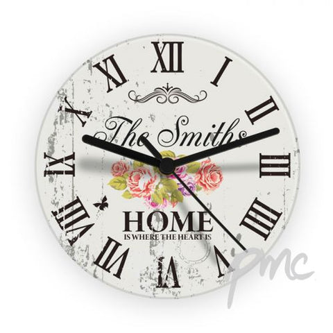 Personalised Shabby Chic Floral Glass Clock