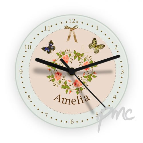 Personalised Delicate Butterfly Glass Clock