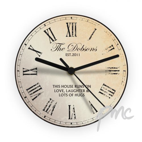 Personalised Rustic Message Glass Clock