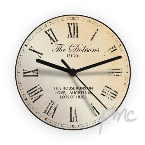 Personalised Rustic Message Glass Clock