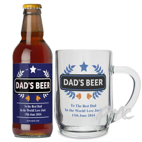 Personalised Blue Wheat Beer & Tankard Set