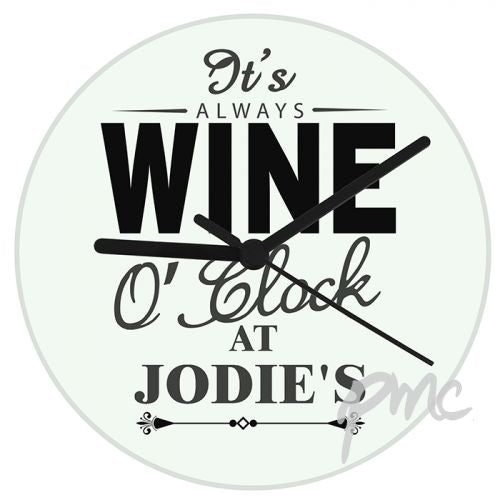 Personalised Wine O'Clock Clock
