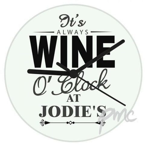 Personalised Wine O'Clock Clock