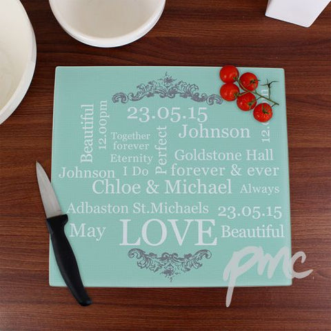 Personalised Typography Glass Chopping Board