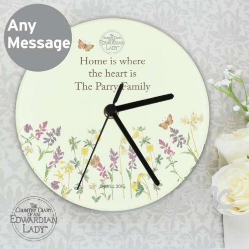 Personalised Country Diary Wild Flowers Glass Clock