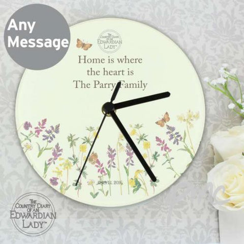 Personalised Country Diary Wild Flowers Glass Clock