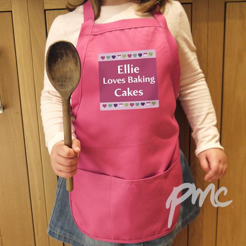 Personalised Hearts Children's Pink Apron